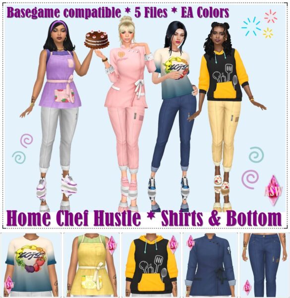 Home Chef Hustle Shirts & Bottom - Sims 4 Wicked Mods