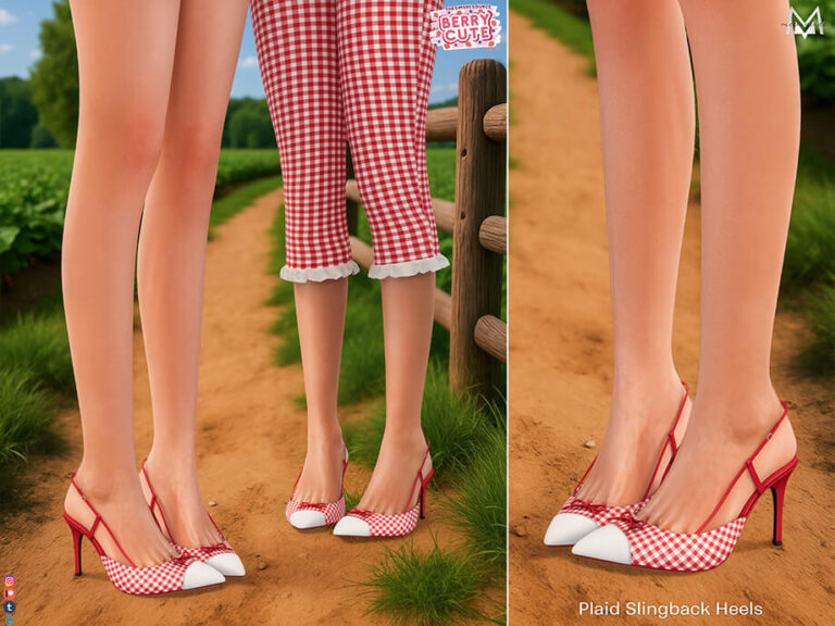 Plaid Slingback Heels S627