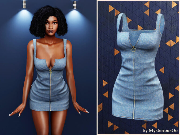 Zipper denim mini dress